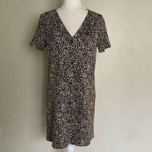 Mango Leopard Print Short Sleeve Dress